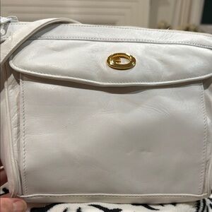 Chic White Leather Shoulder Bag/ Cross Body
